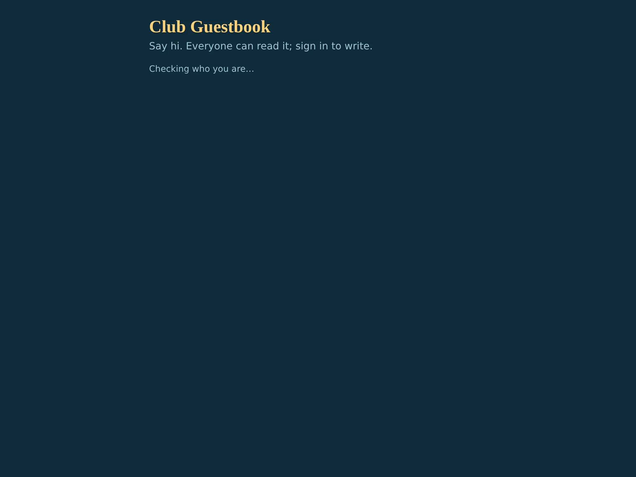 A frame from Club Guestbook