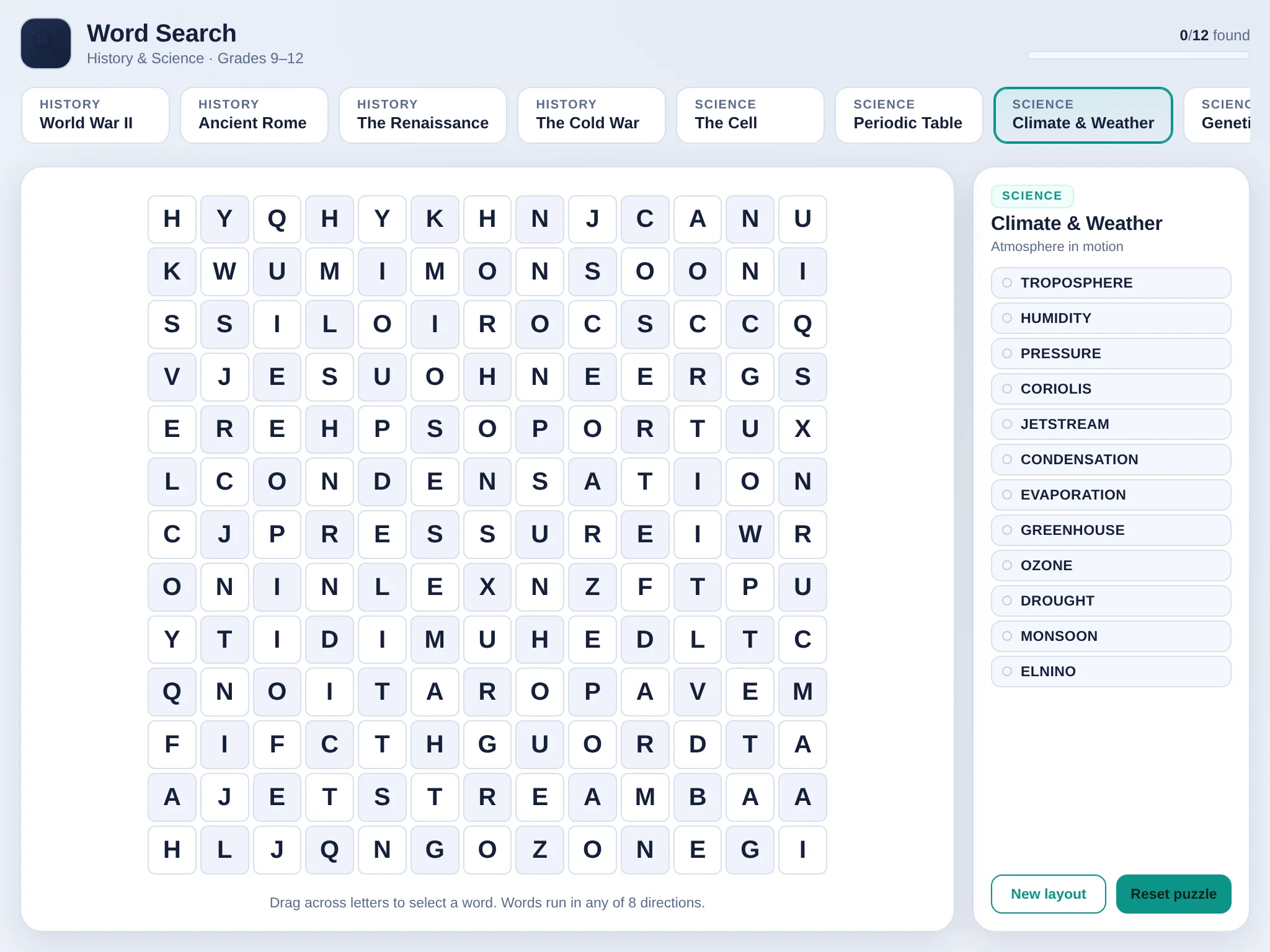 A frame from Word Search: History &