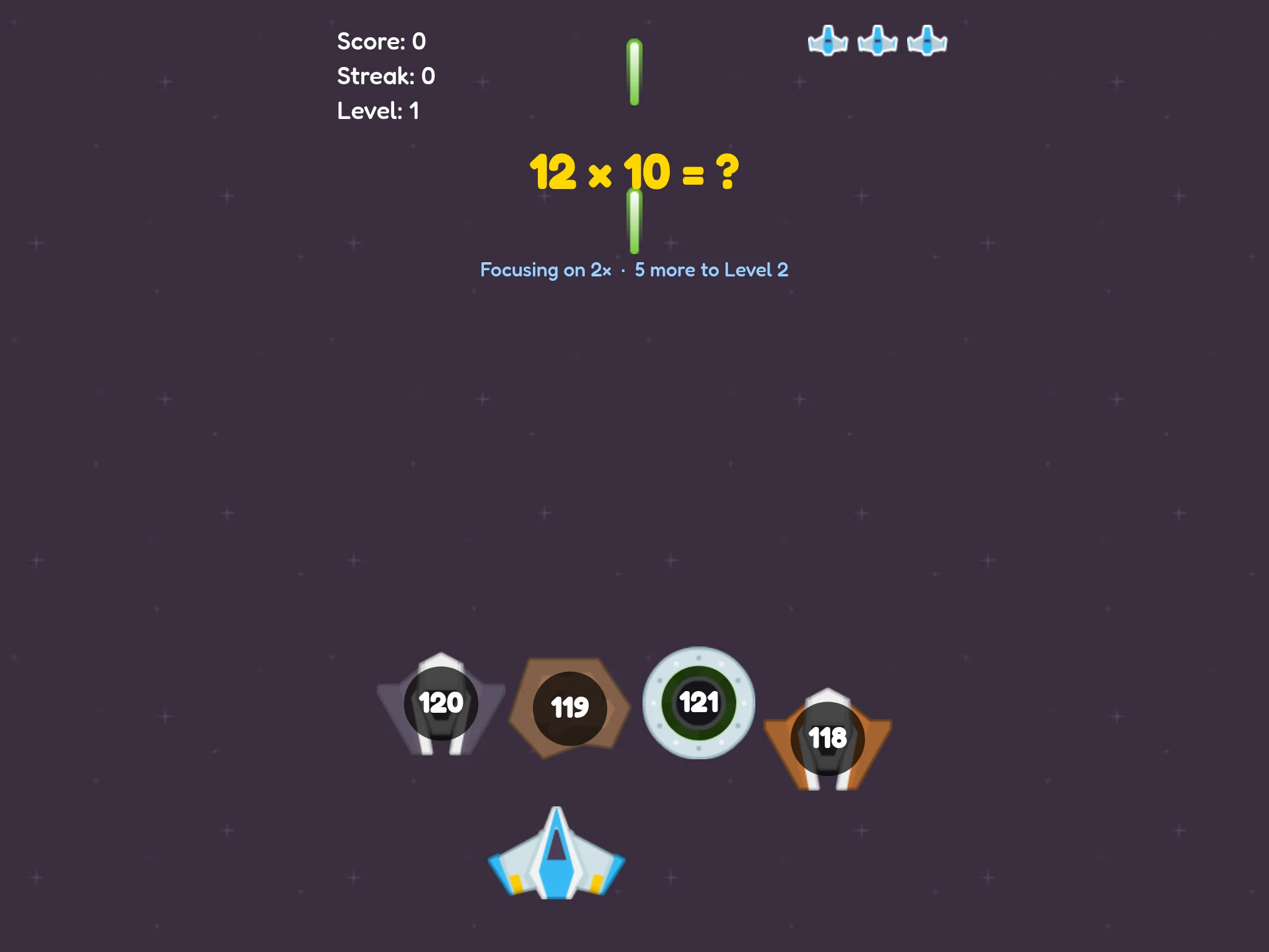 A frame from Times Table Blaster