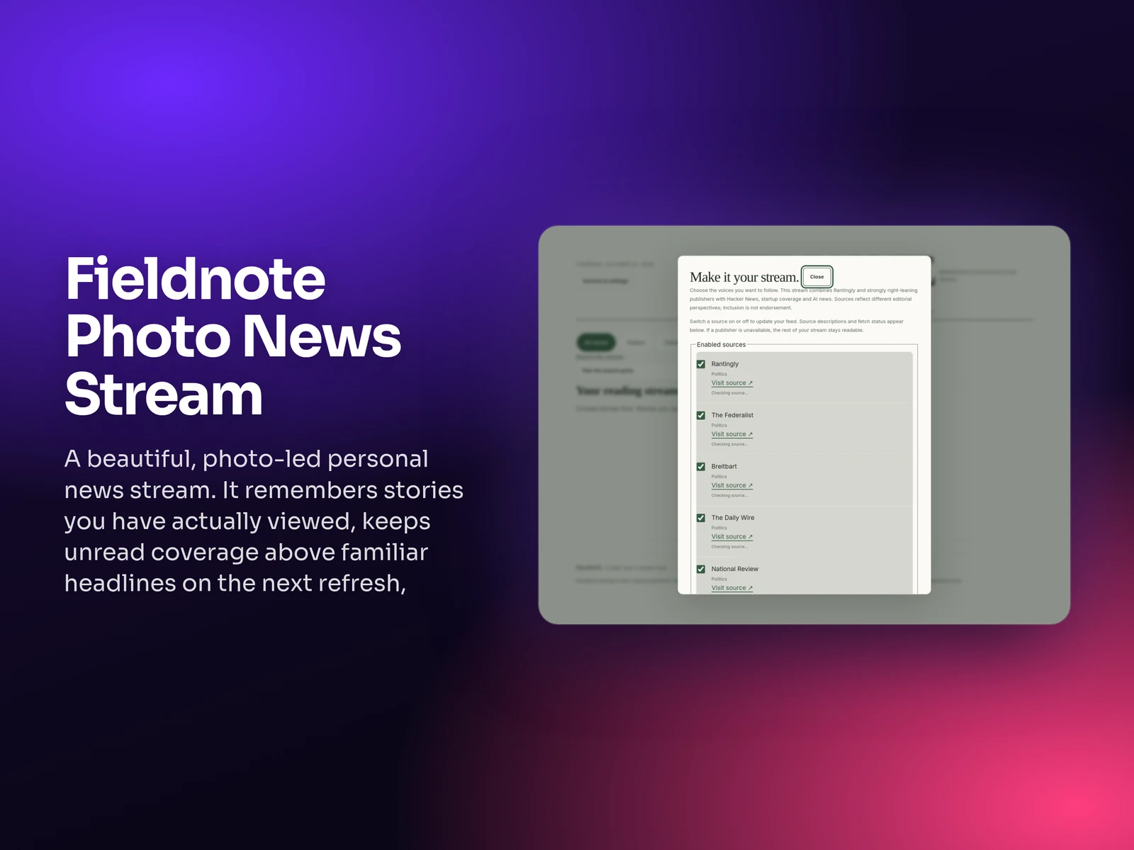 A frame from Fieldnote Photo News Stream