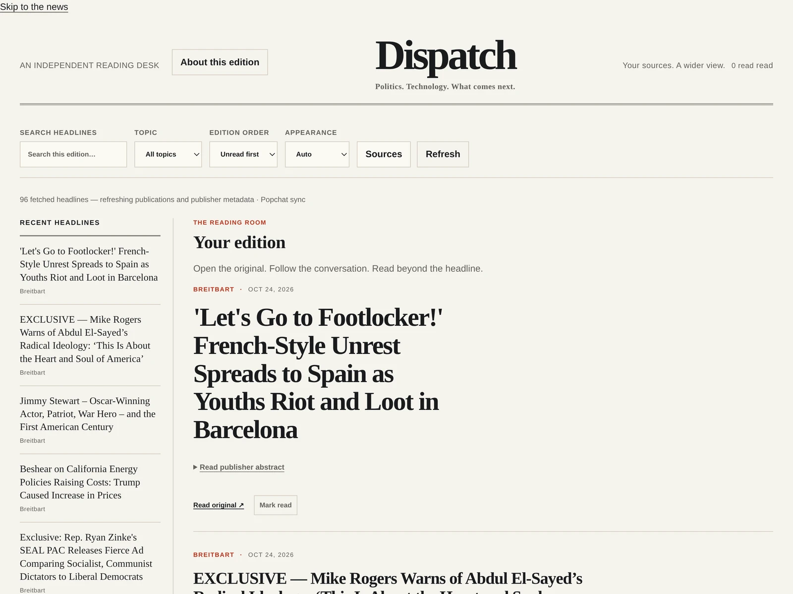 A frame from Dispatch Personal Newspaper