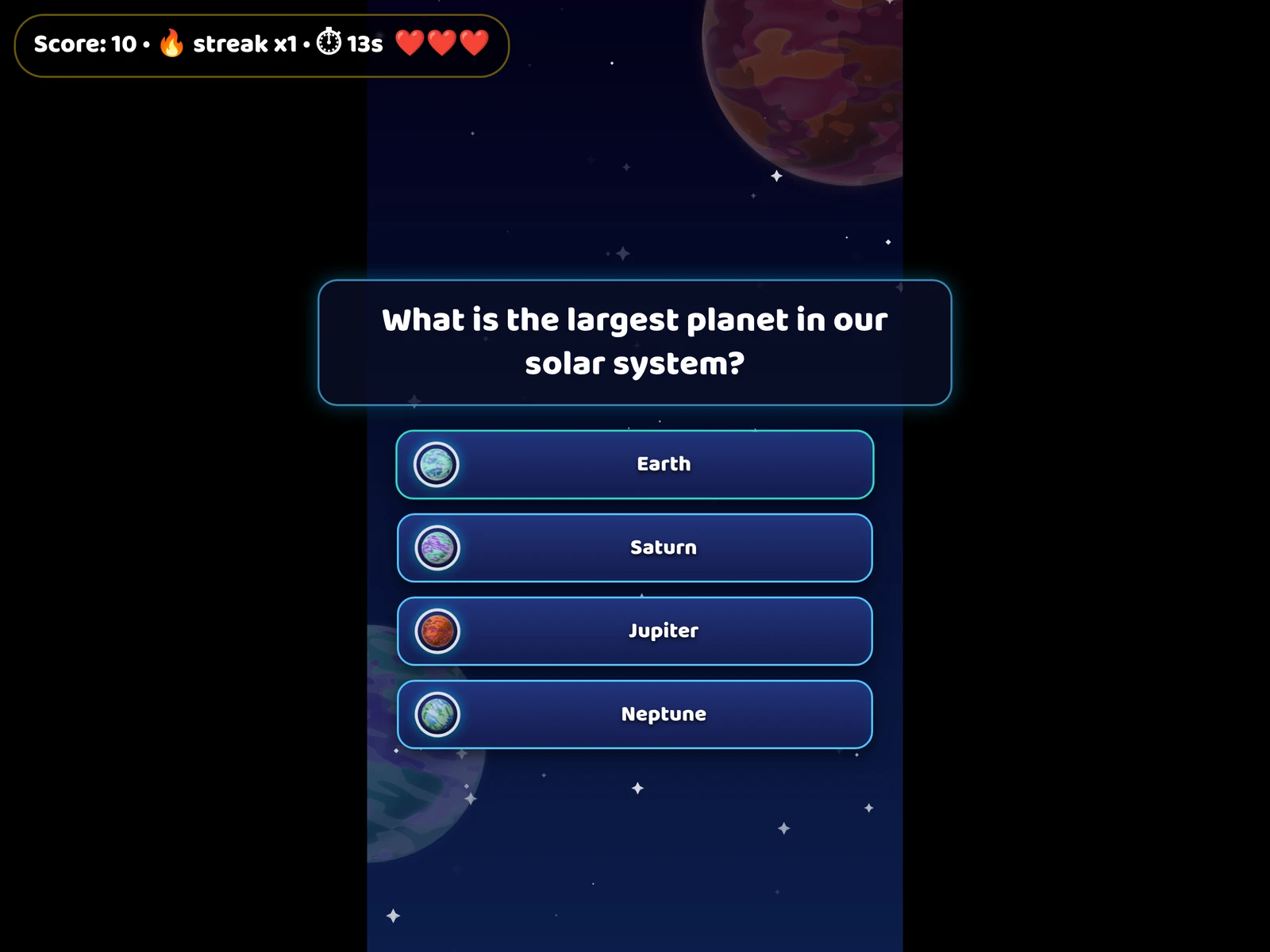 A frame from Cosmic Quiz