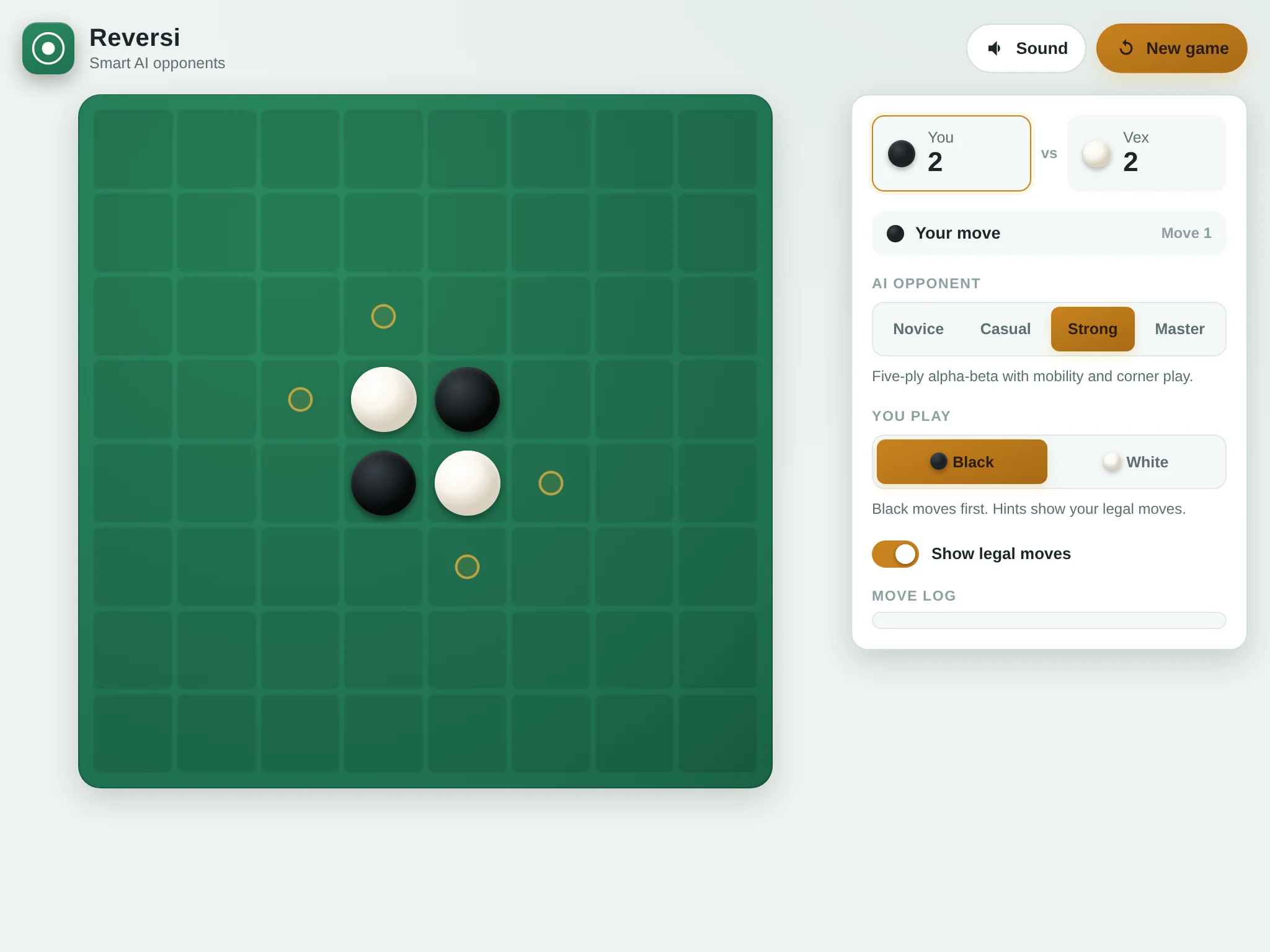 A frame from Reversi — Smart AI Opponents