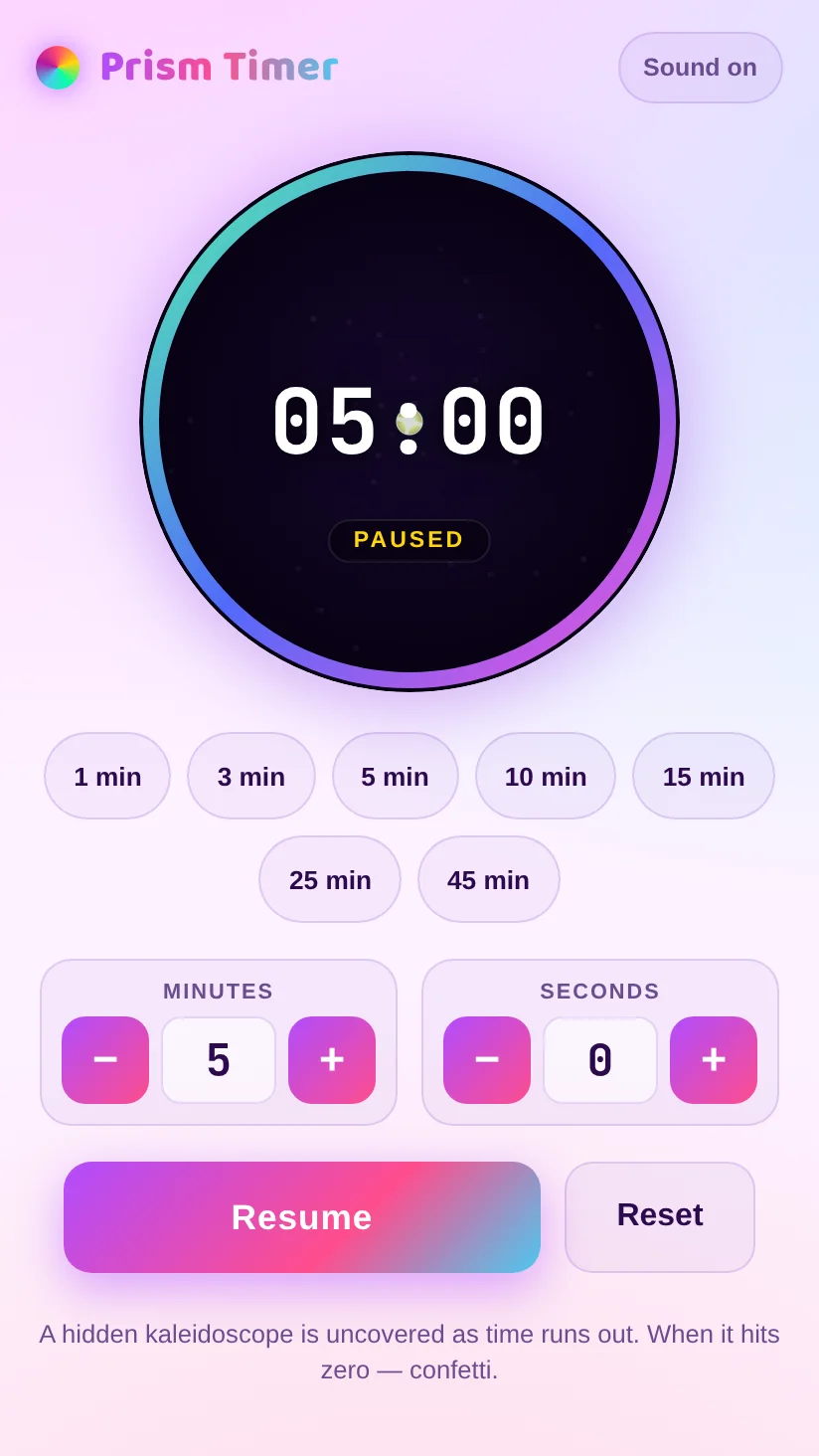 A frame from Prism Timer — Color Reveal