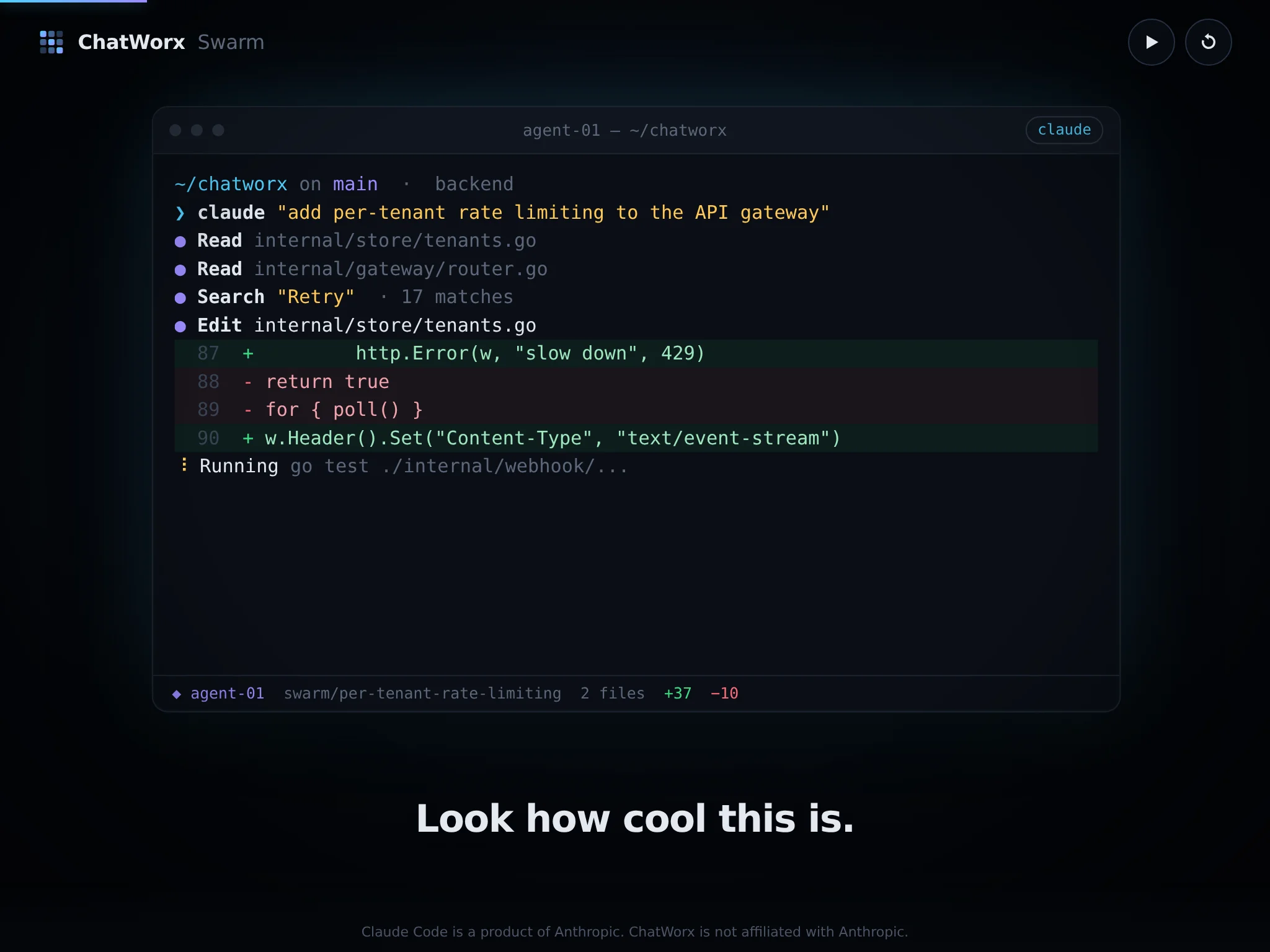 A frame from ChatWorx Swarm