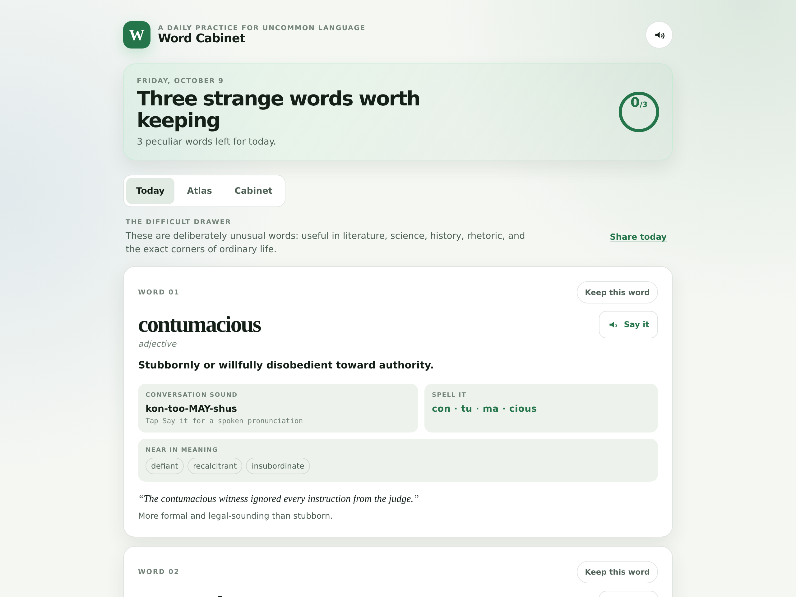 A frame from Word Cabinet — Useful Odd