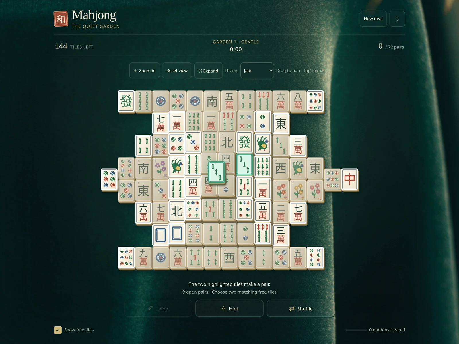A frame from Mahjong Quiet Garden