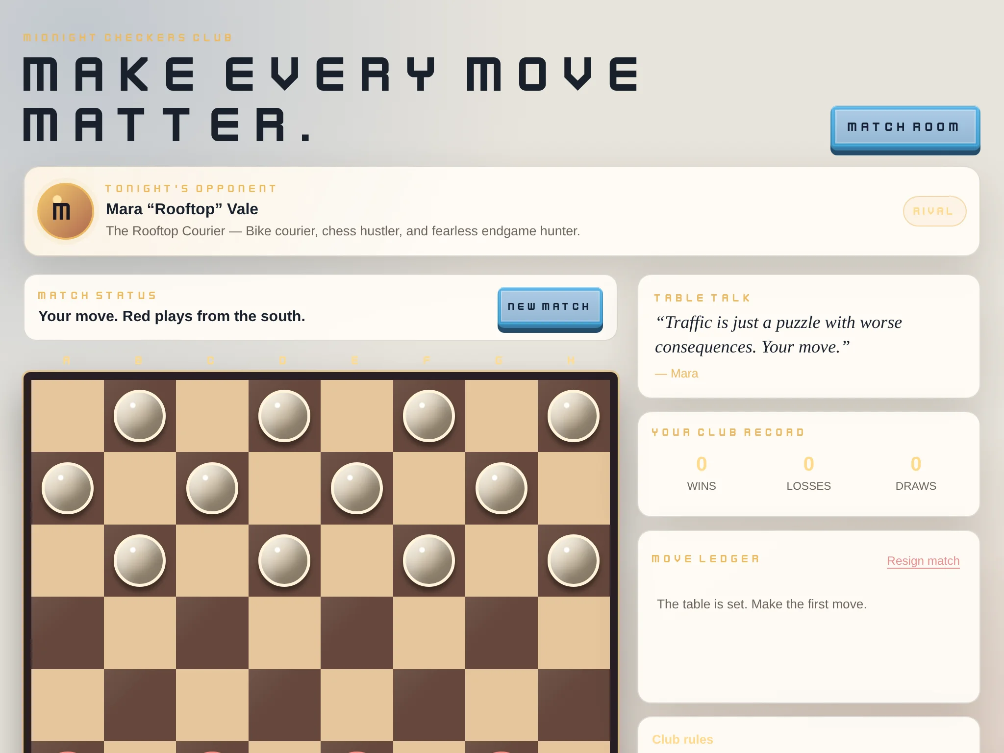 A frame from Midnight Checkers Club