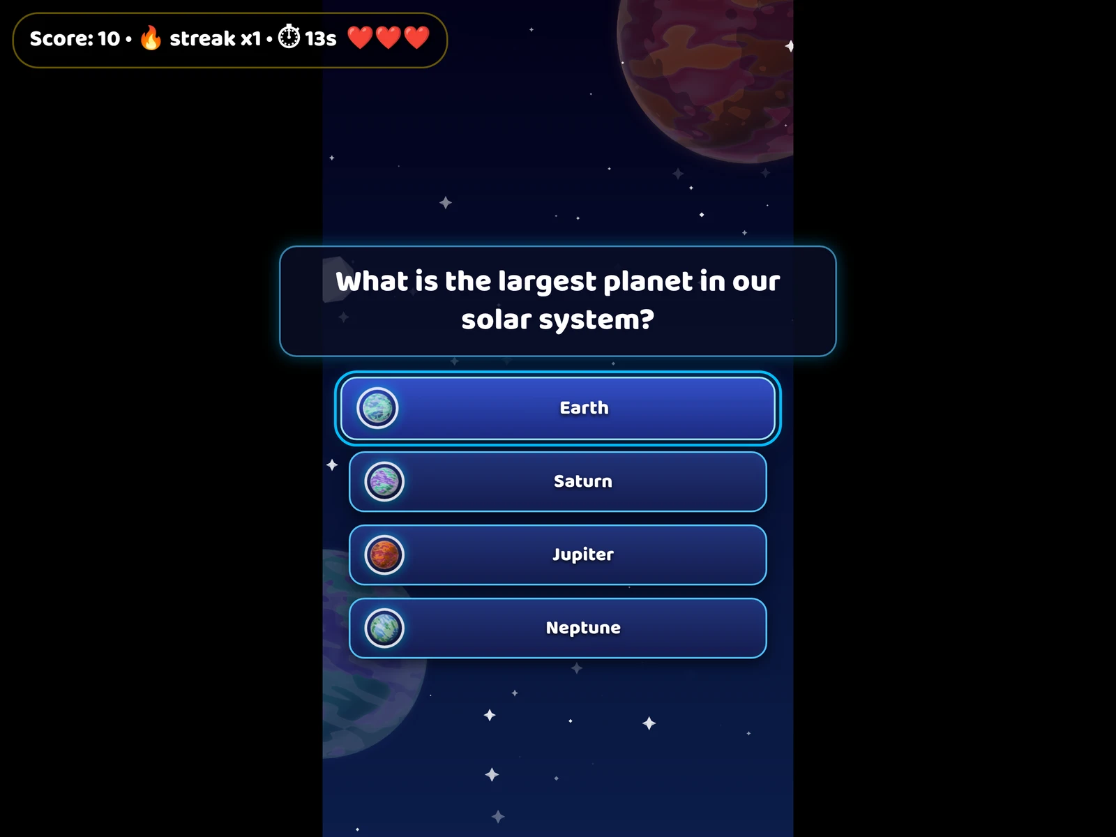 A frame from Cosmic Quiz