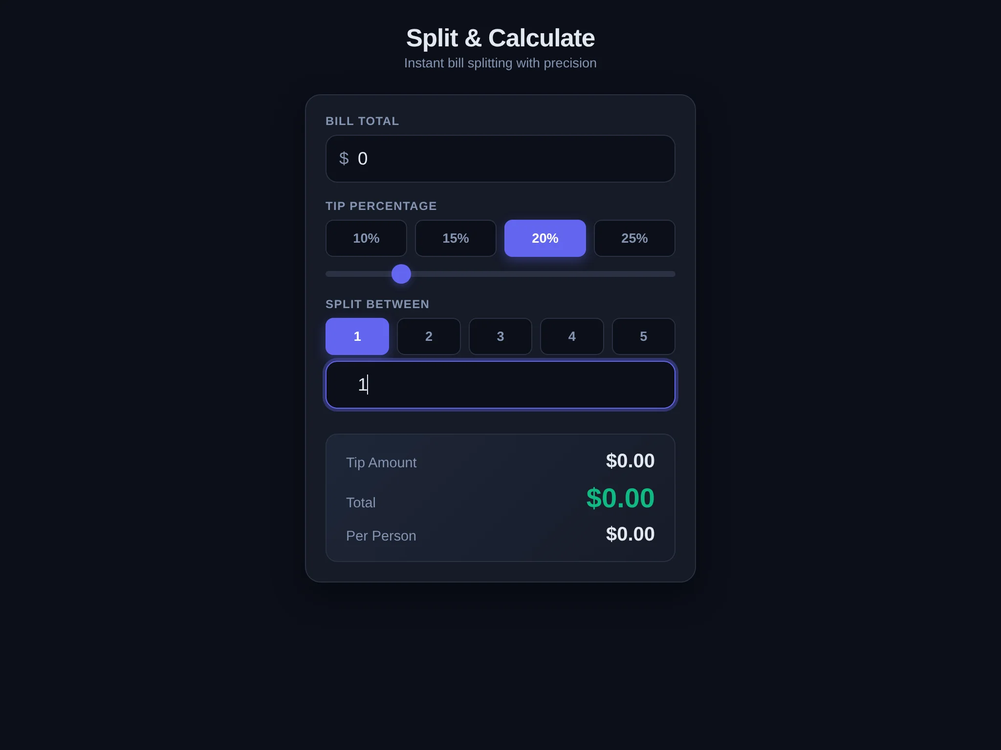A frame from Tip Calculator
